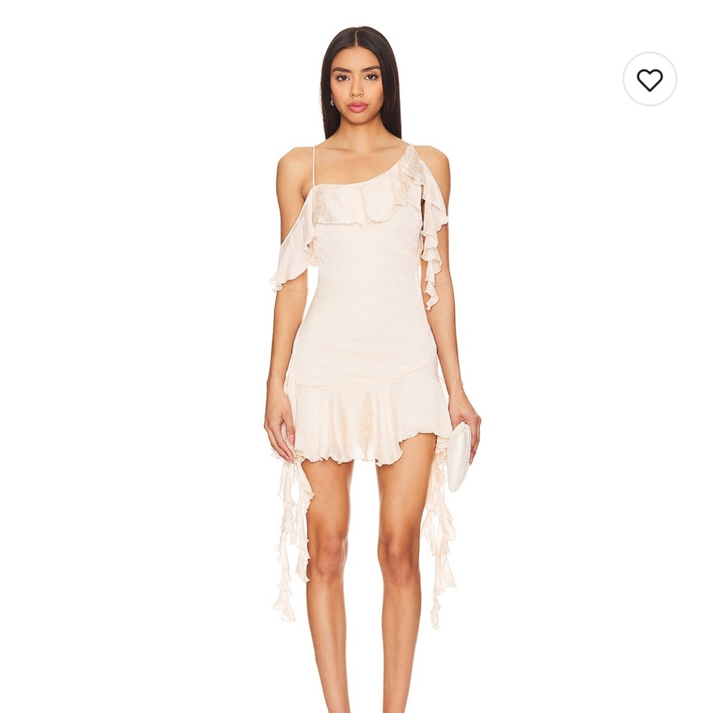 NBD ANGUS MINI DRESS IN CHAMPAGNE BUTTERFLY, SIZE SMALL
